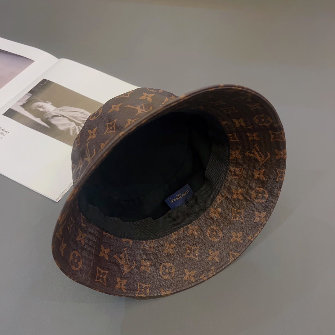 Louis Vuitton Monogram Leather Bucket Hat | Luxury Designer LV Hat - Serene