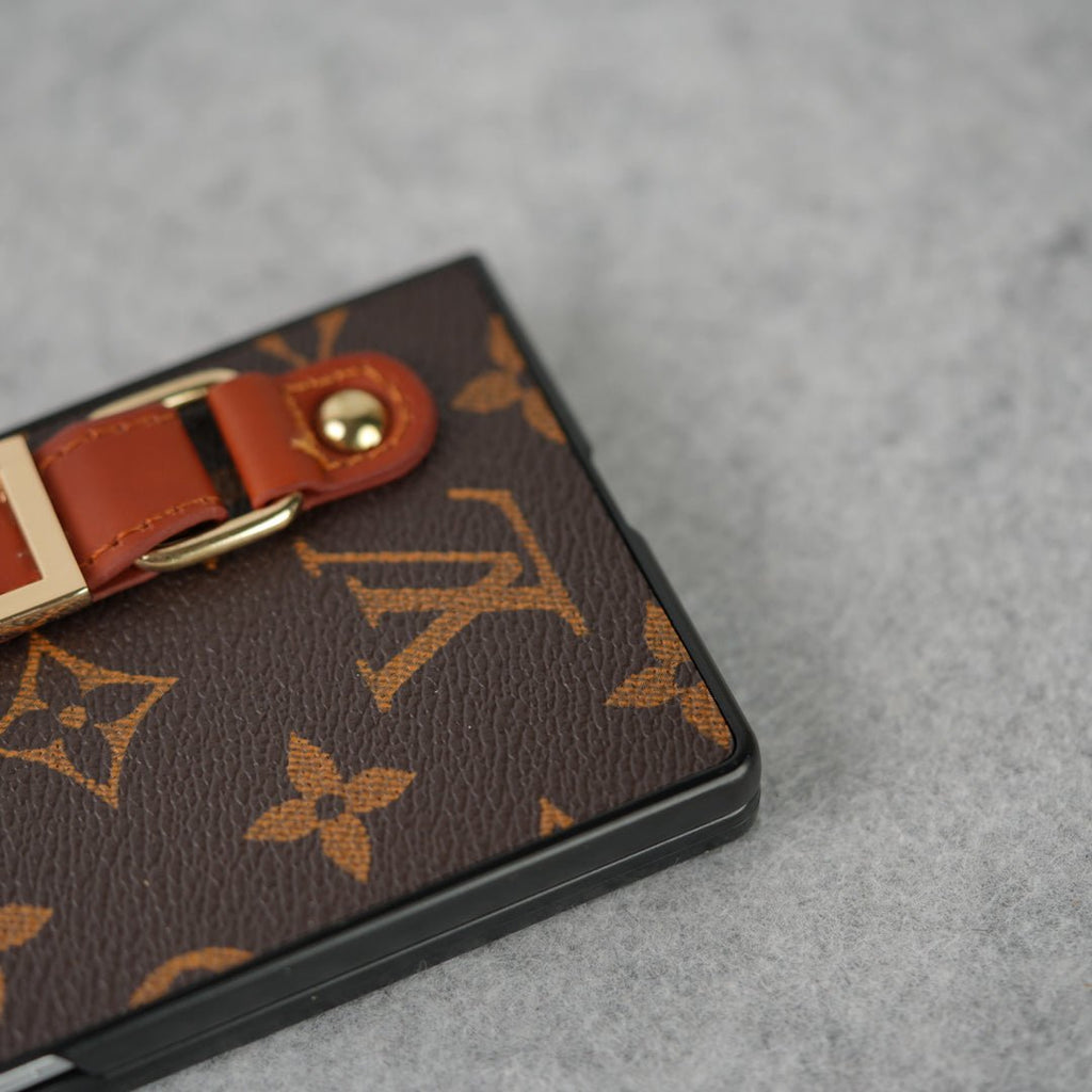 Louis Vuitton Monogram Samsung Galaxy Z Fold 7, Z Fold 6, Z Fold 5 Strap Holder Leather Case - Serene