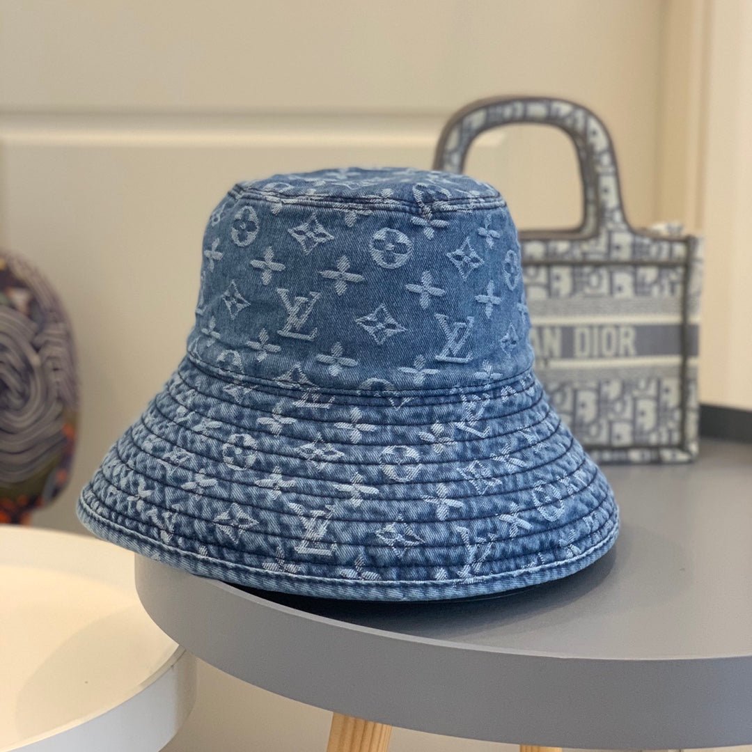 Louis Vuitton Monogram Wide Brim Denim Sun Hat | Luxury Designer UV Protection Hat - Serene