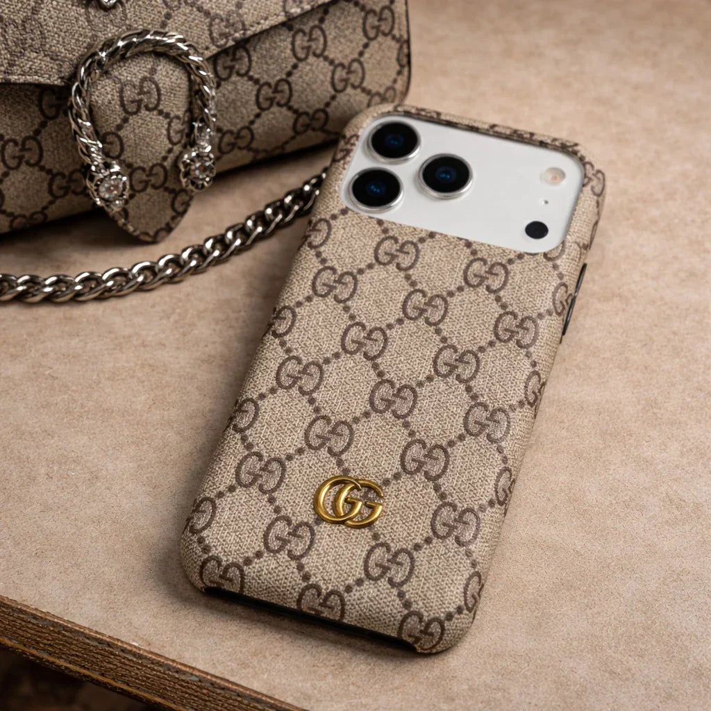 Ophidia Gucci iPhone 18 Pro Case – Beige GG Canvas Pattern