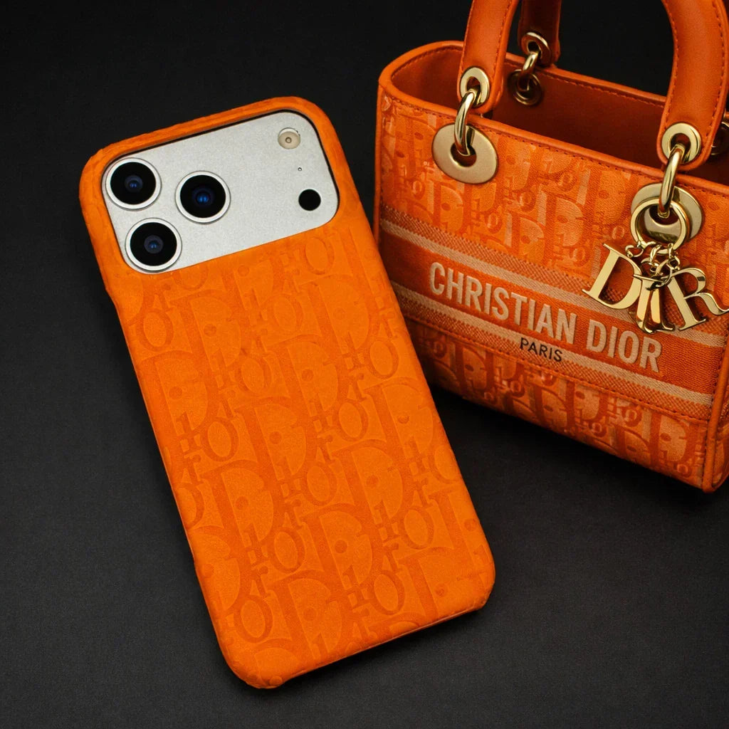 Oblique Dior iPhone 17 Pro Max Case – Orange Luxury Dior iPhone Case