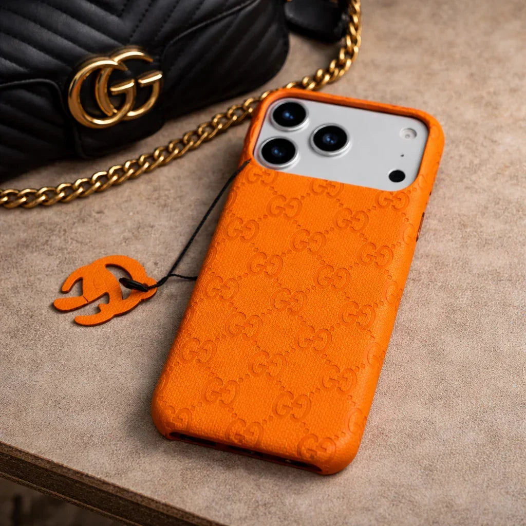 Orange Gucci iPhone 18 Pro Case Monogram – Luxury Gucci iPhone Case