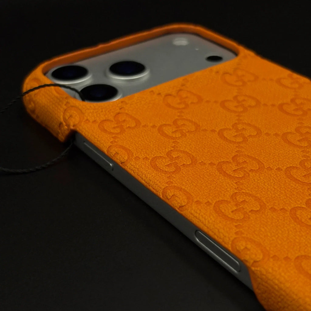 Orange Gucci iPhone 18 Pro Case Monogram – Luxury Gucci iPhone Case