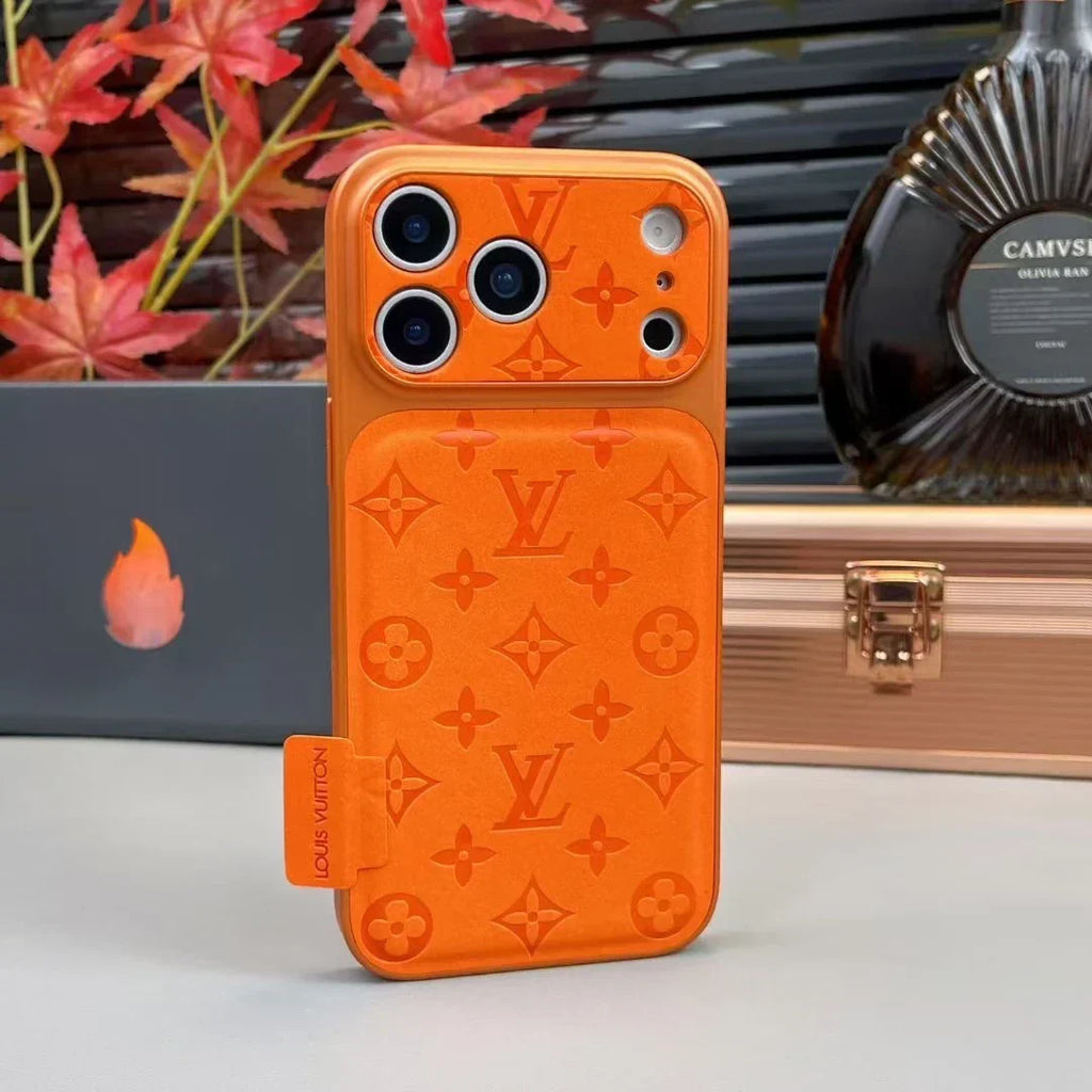 Louis Vuitton iPhone 18 Pro Leather Case – Luxury Designer Protective Cover – Gray