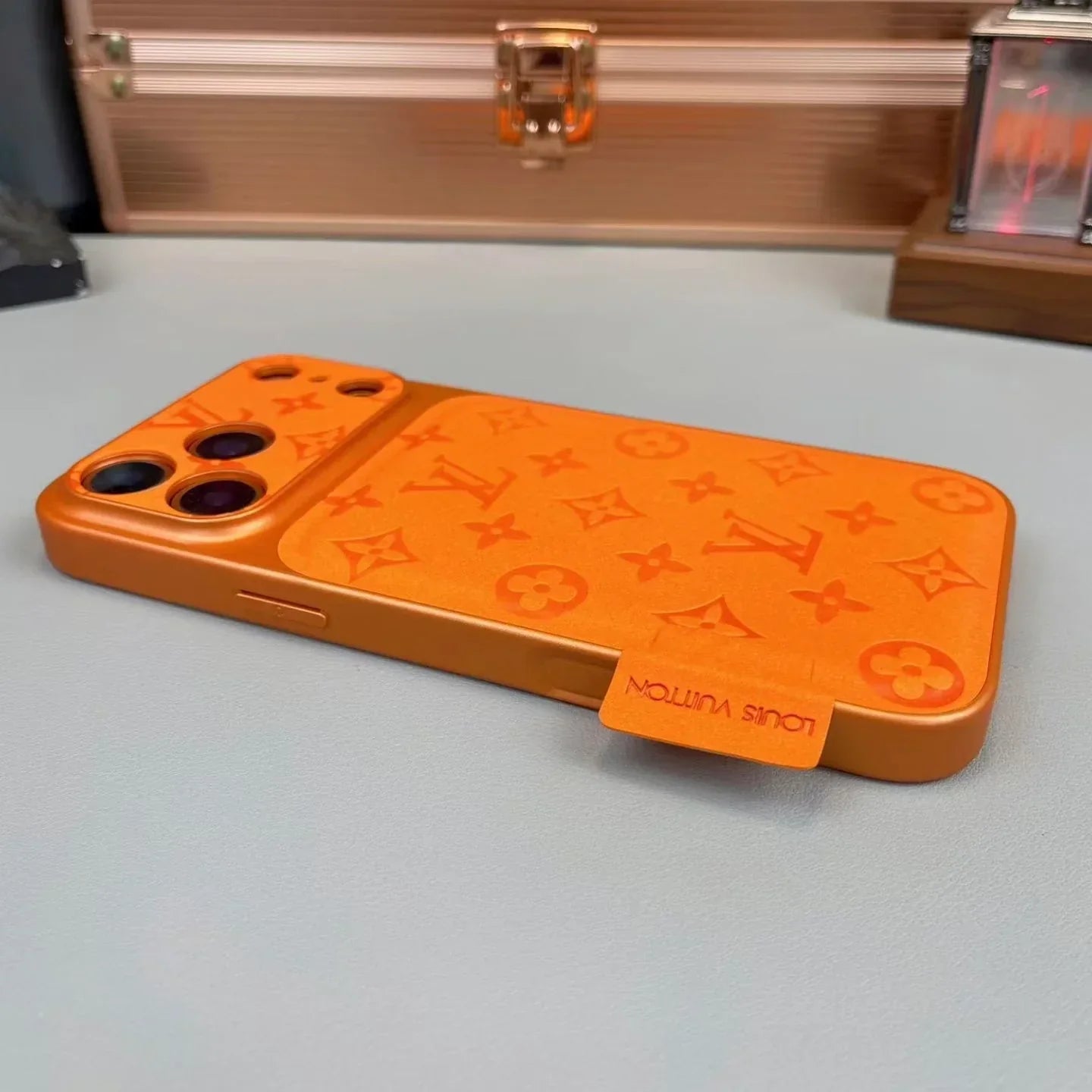 Louis Vuitton iPhone 18 Pro Case – Luxury Designer Leather Cover – Orange