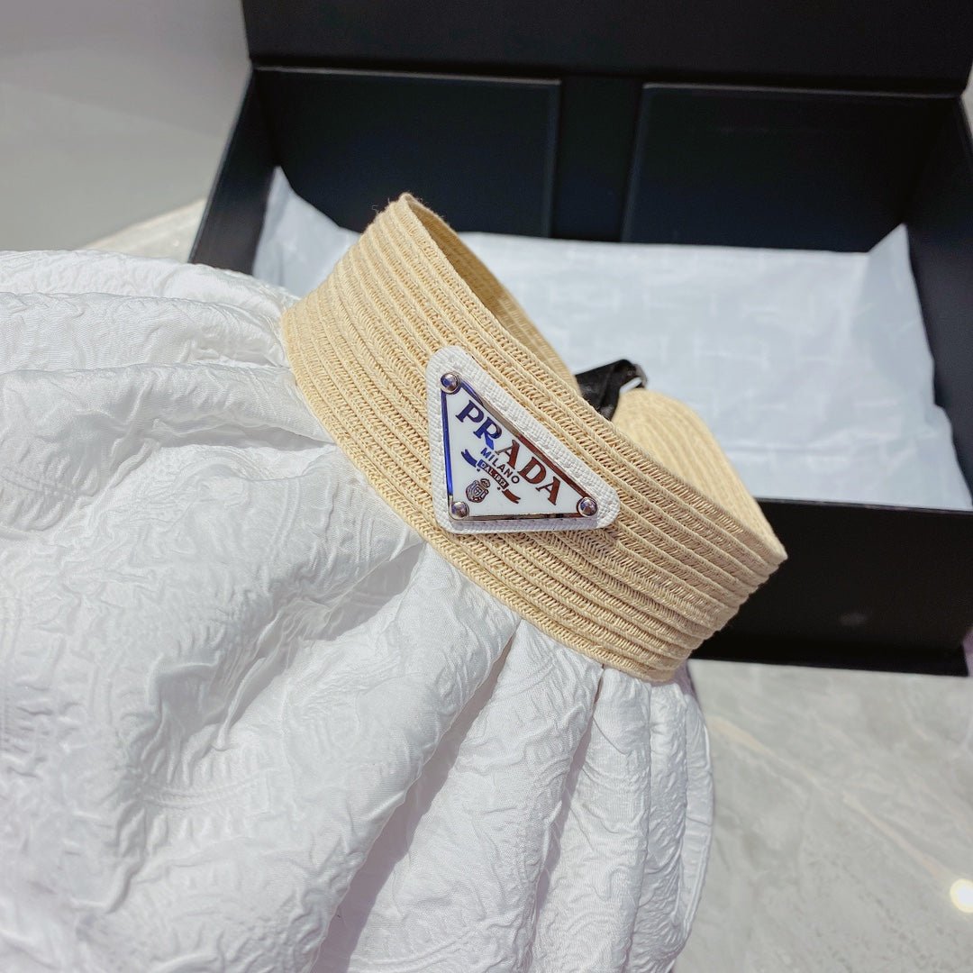 Prada Foldable Crinkled Cotton Sun Visor | Luxury Designer Summer Hat - Serene