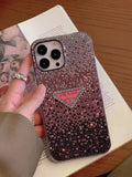 Crystal Prada iPhone 18 Pro Case – Luxury Rhinestone Prada Phone Case Pink