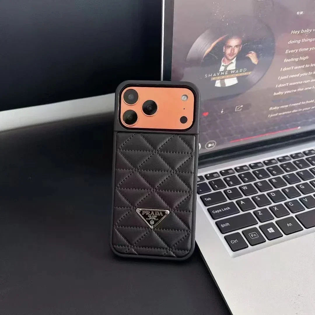 Prada iPhone 18 Pro / iPhone 17 Pro Case – Luxury Designer Leather Case White