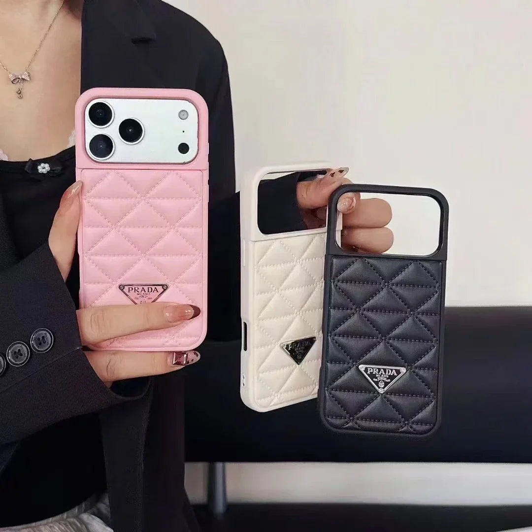 Prada iPhone 18 Pro / iPhone 17 Pro Case – Luxury Designer Leather Case Black