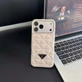 Prada iPhone 18 Pro / iPhone 17 Pro Case – Luxury Designer Leather Case White