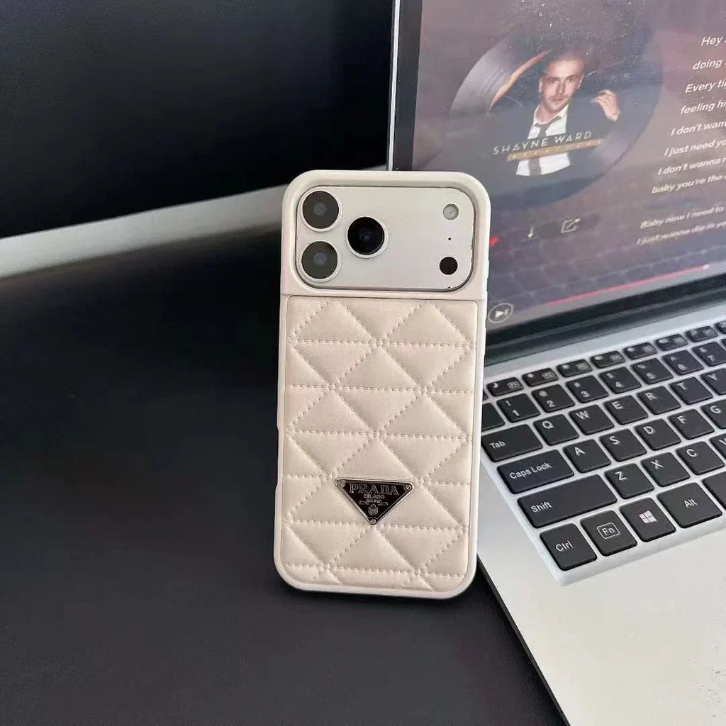 Prada iPhone 18 Pro / iPhone 17 Pro Case – Luxury Designer Leather Case Pink