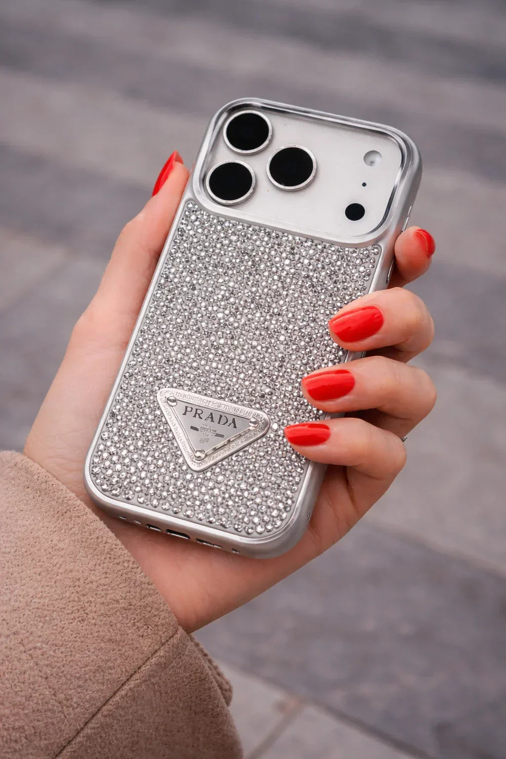 Crystal Orange iPhone 18 Pro Case – Quilted Luxury Rhinestone Designer-Style Cover