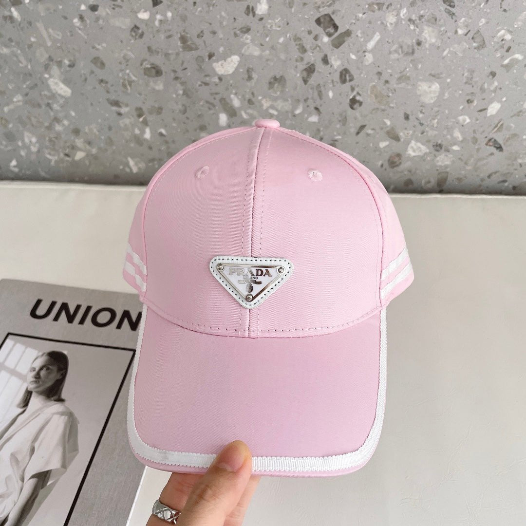 Prada Triangle Logo Baseball Cap | Luxury Designer Cotton Hat - Serene
