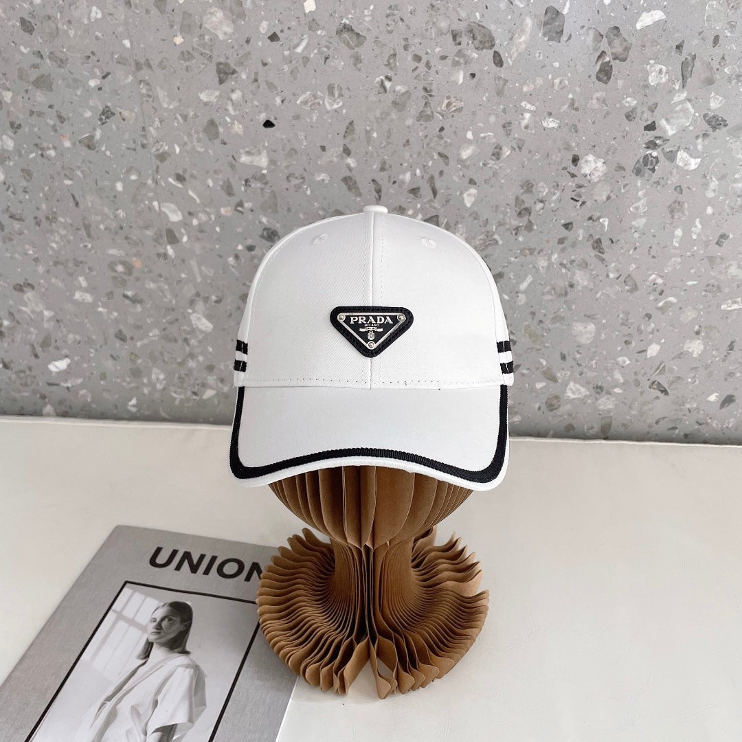 Prada Triangle Logo Baseball Cap | Luxury Designer Cotton Hat - Serene