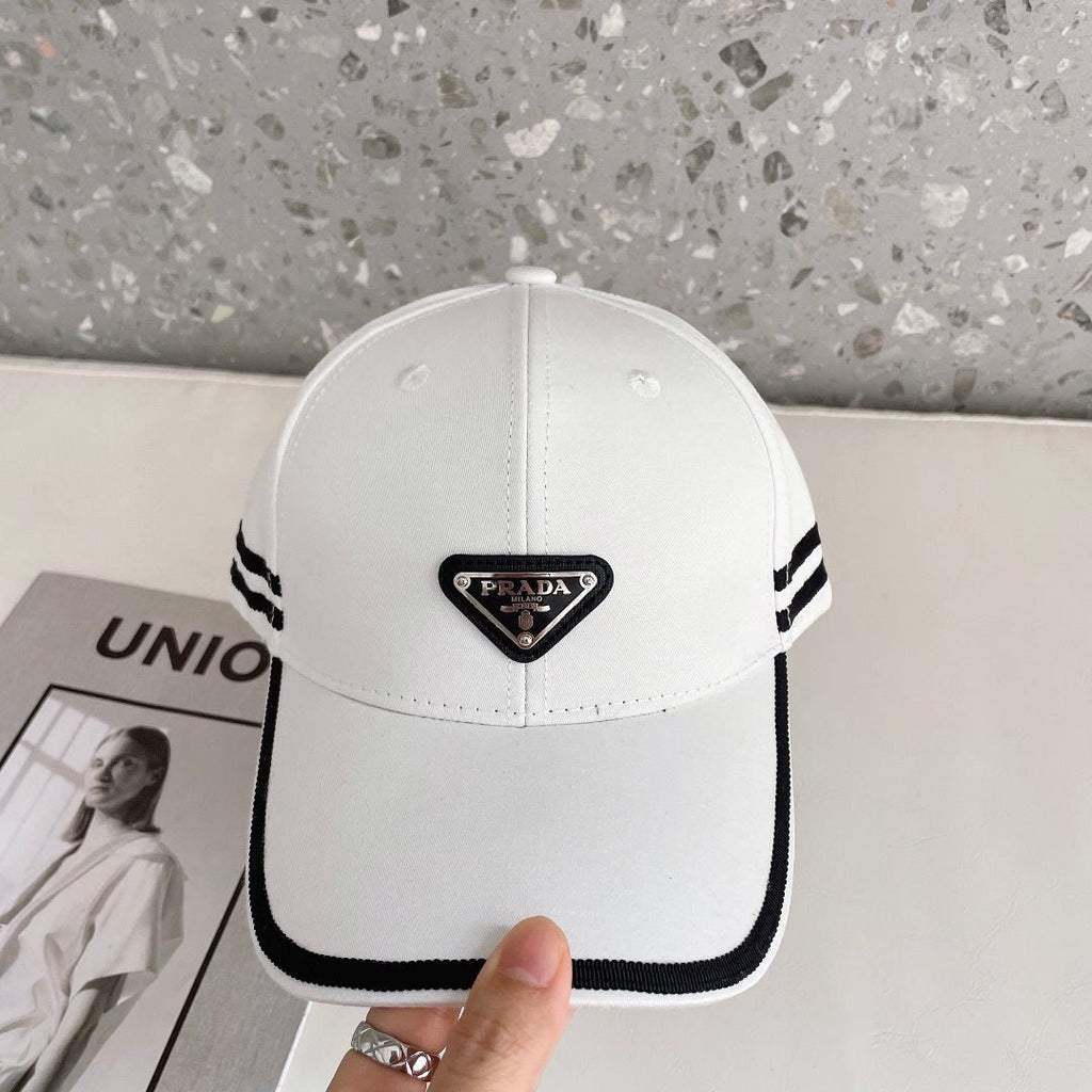 Prada Triangle Logo Baseball Cap | Luxury Designer Cotton Hat - Serene