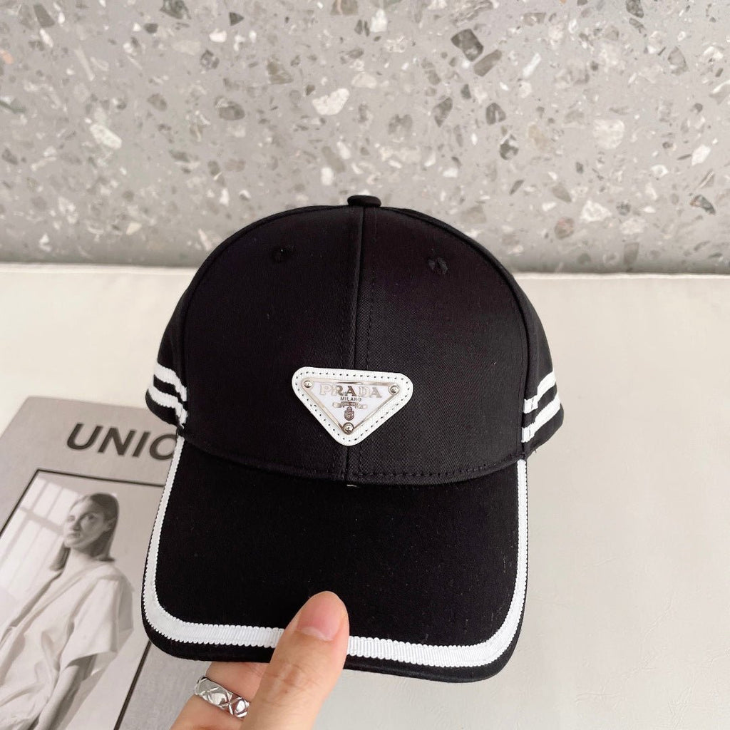 Prada Triangle Logo Baseball Cap | Luxury Designer Cotton Hat - Serene