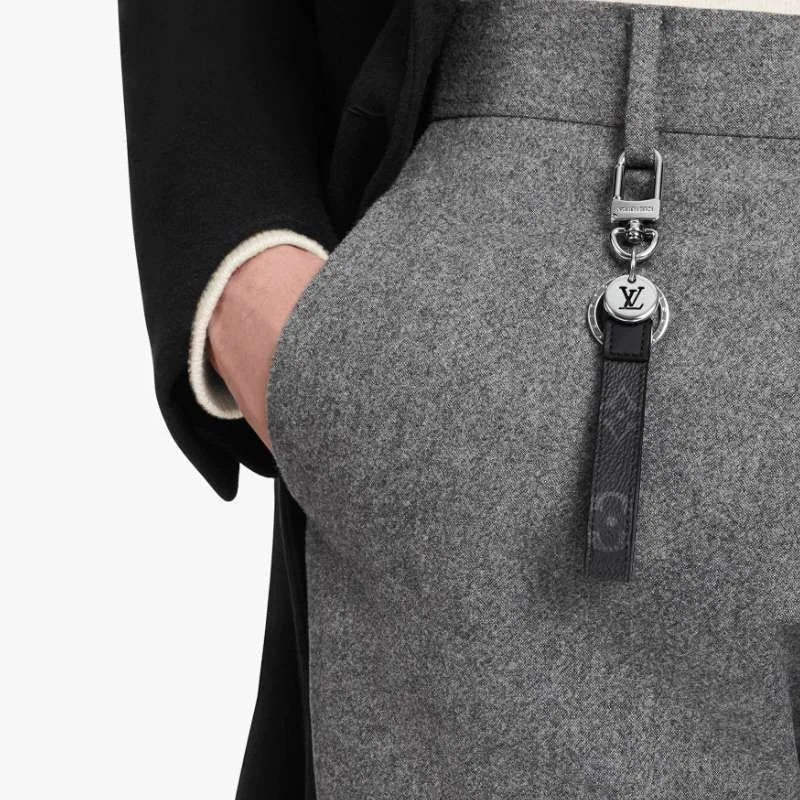 Louis Vuitton Black Monogram Leather Strap Keychain